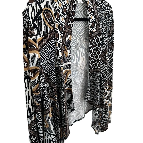 Coldwater Creek Womens Brown Multi Geometric Print Open Front Cardigan XS - Picture 2 of 8